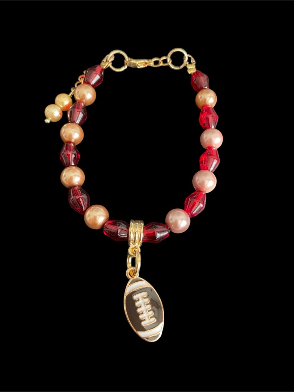 Hand Crafted FSU Spirit Bracelet with Gold Football Charm